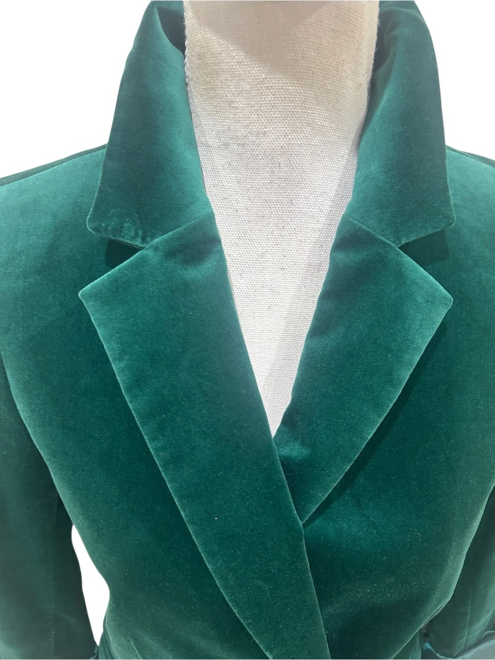 Talbots Emerald Green Velvet Double-Breasted longline lined Blazer size 4 - Picture 8 of 13